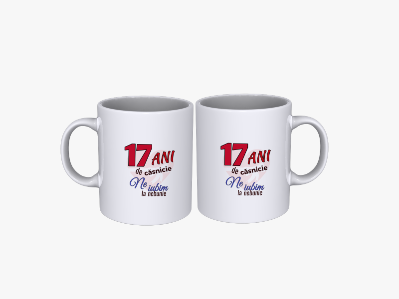 Cadou Set cani cuplu 17 ani aniversare casatorie SPB