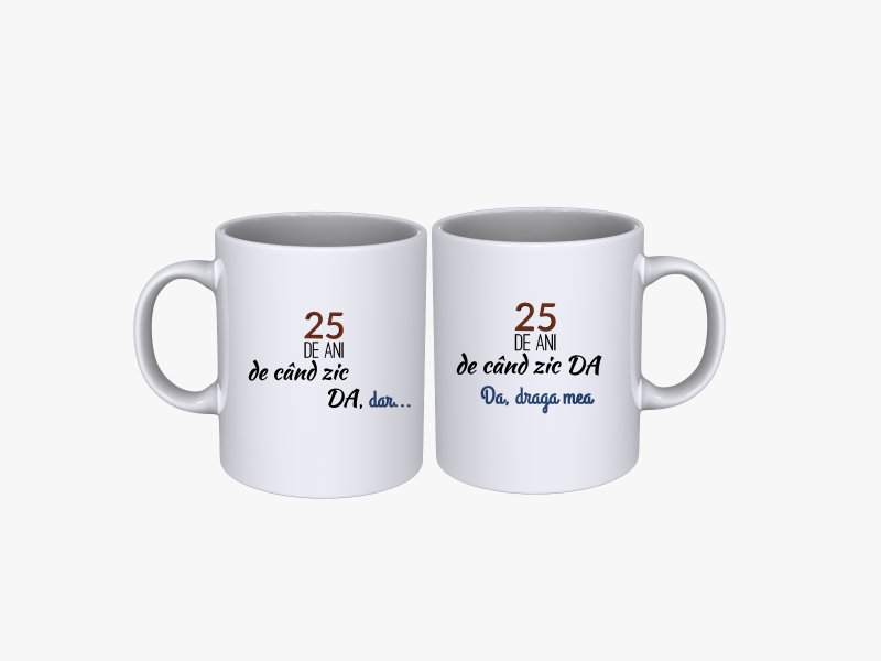Cadou Set cani cuplu 25 ani aniversare casatorie SPB