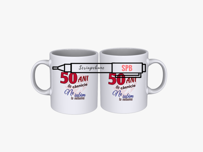 Cadou Set cani cuplu 50 ani aniversare casatorie (N) SPB