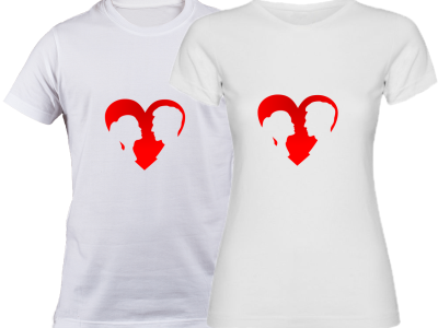 Cadou Set tricou cuplu inimi SPB