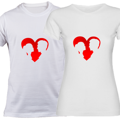 Cadou Set tricou cuplu inimi SPB
