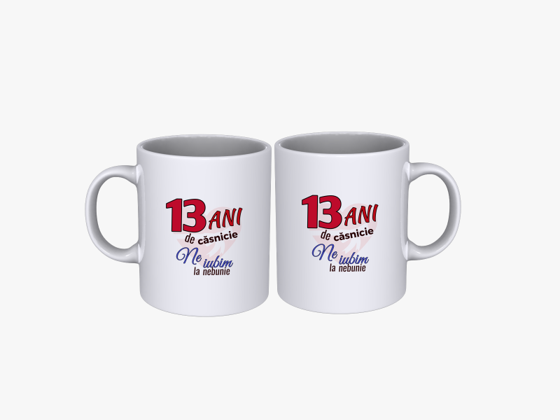 Cadou Set cani cuplu 13 ani aniversare casatorie SPB