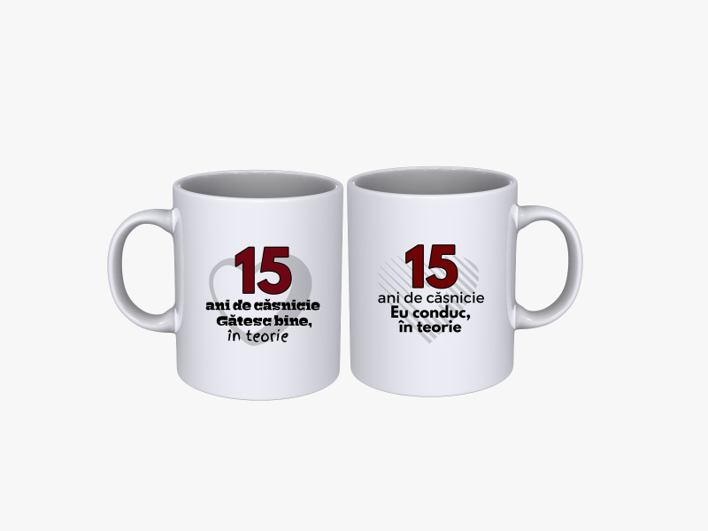 Cadou Set cani cuplu 15 ani aniversare casatorie SPB