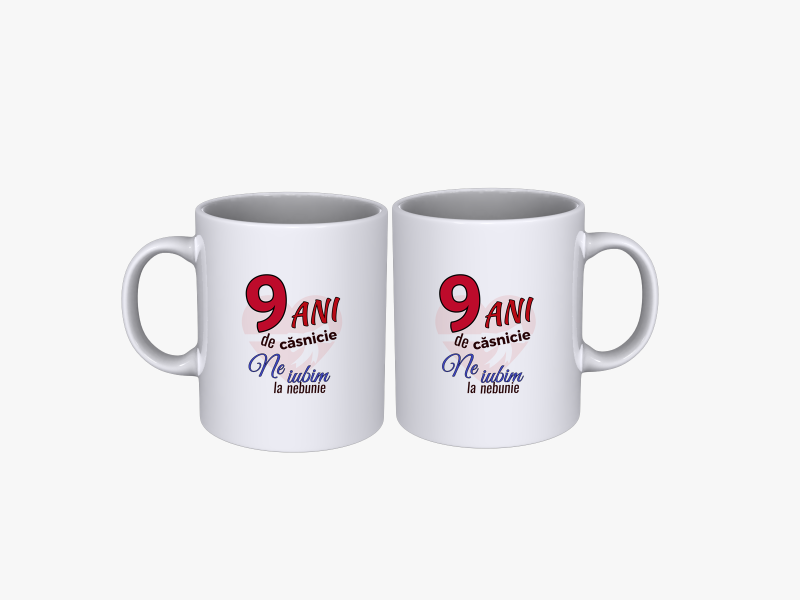 Set cani cuplu Cadou 9 ani aniversare casatorie SPB