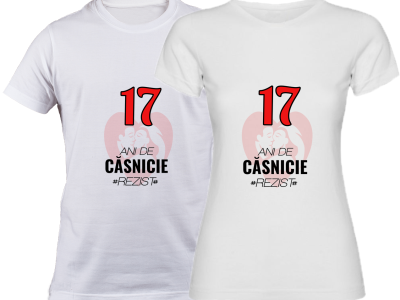 Cadou Set Tricouri 17 ani de Casnicie #REZIST SPB