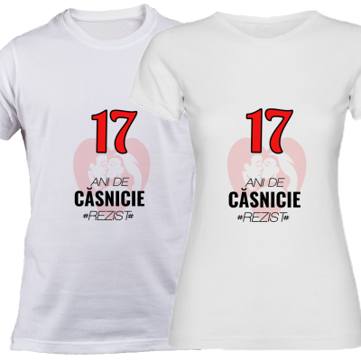 Cadou Set Tricouri 17 ani de Casnicie #REZIST SPB