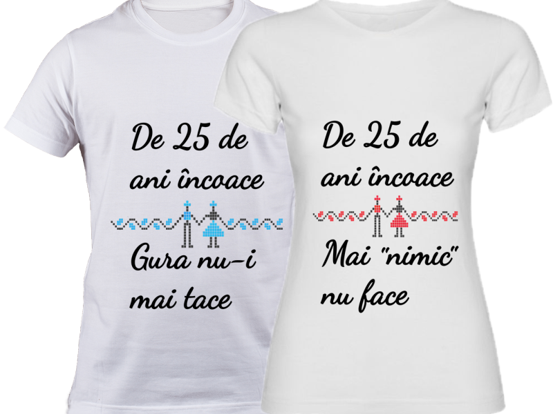 Cadou Set Tricouri Cuplu 25 de ani SPB