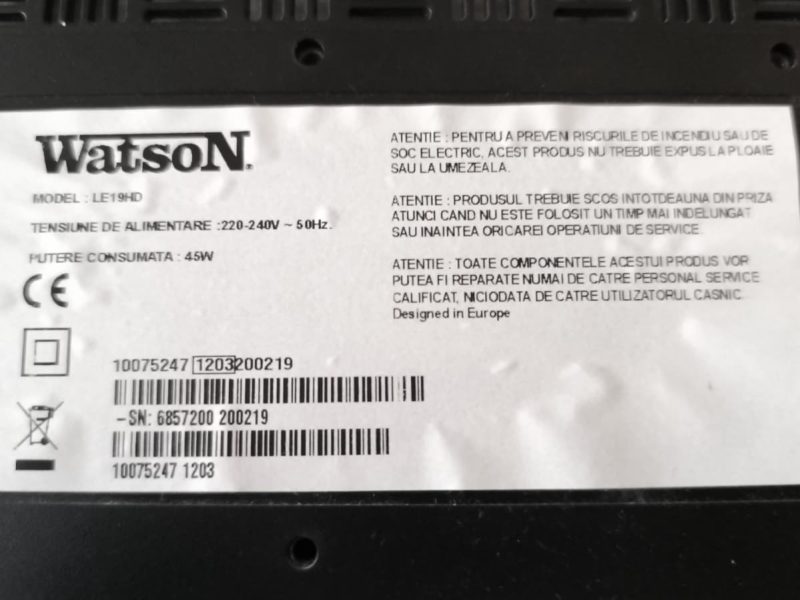 Televizor LED Watson LE19HD Diagonala 19 Inch / Monitor PC cu HDMI si VGA