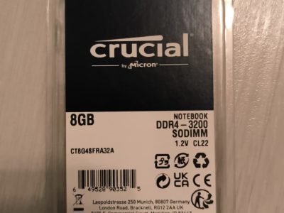 Memorie RAM Laptop Crucial 8GB DDR4 3200MHz CL22 1.2V SODIMM CT8G4SFRA32A