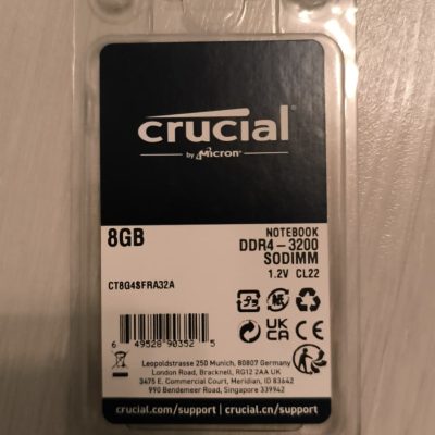 Memorie RAM Laptop Crucial 8GB DDR4 3200MHz CL22 1.2V SODIMM CT8G4SFRA32A