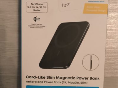 Baterie Externa Magnetica Anker Nano Power Bank 5K MagGo Slim Qi2 15W Black Sigilata